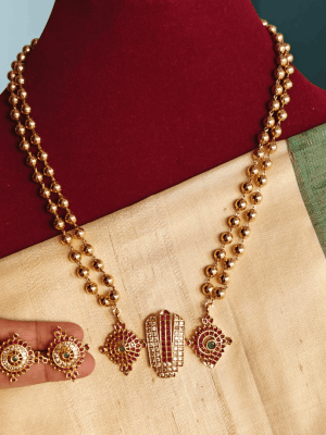 Om namo narayana pendent set with double line ball chain