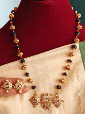 Om namo narayana with blue pumpkin bead chain