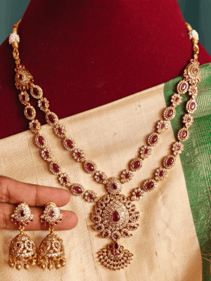 Double layer victorian necklace set ( ruby white)