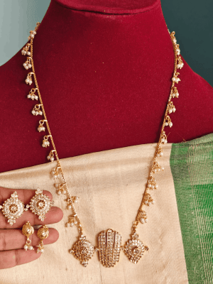 om namo narayana pendant with pearl chain set