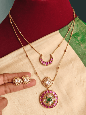 double line  moon kundan set