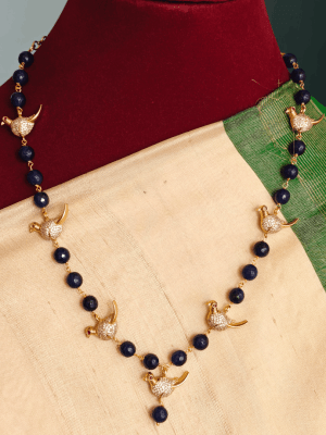 Bird blue bead mala
