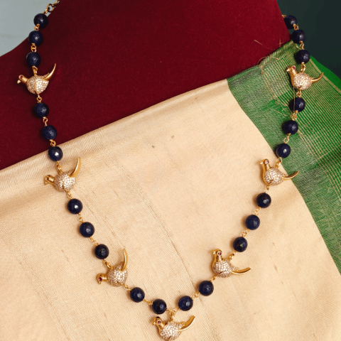 Bird blue bead mala