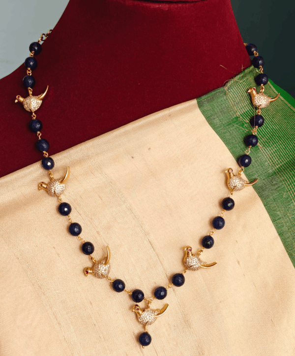 Bird blue bead mala