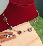 Manju warrier lotus neclace (blue enamel)