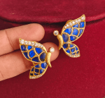 Butterfly jadau stud with back support (Blue white)