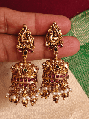 Peacock flower antique jhumkha