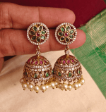 Emerald flower jhumkha
