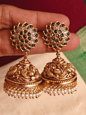 Hridayakamalam stud antique jhumkha