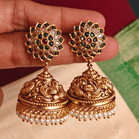 Hridayakamalam stud antique jhumkha