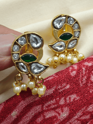 Peacock kundan bugadi earrings