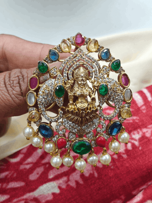 Navarathna stone Gajalakshmi pendent
