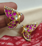 Butterfly jadau stud with back support (White ruby)