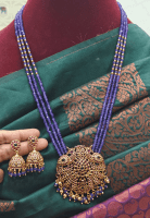 Double peacock purple beads haaram set