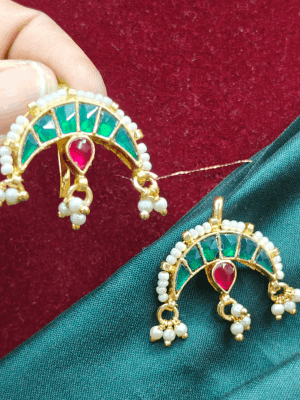 Half moon bugadi (Green red jadau)