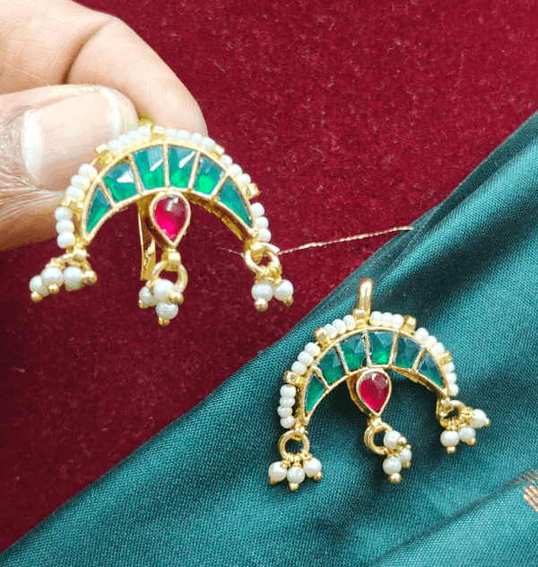 Half moon bugadi (Green red jadau)