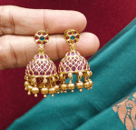 Ruby emerald bell jhumkha