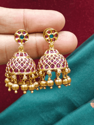 Ruby emerald bell jhumkha