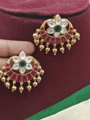 Half moon kundan jadau stud