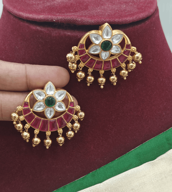 Half moon kundan jadau stud