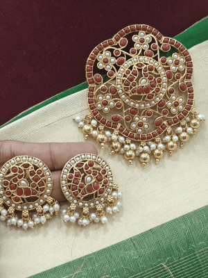 Coral pearl rakkodi pendant set