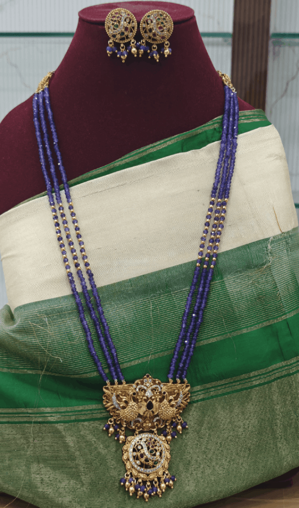 Peacock antique three line beaded antique haaram