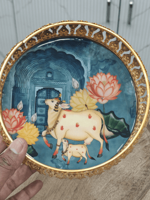 Blue pichwai 6inch tray