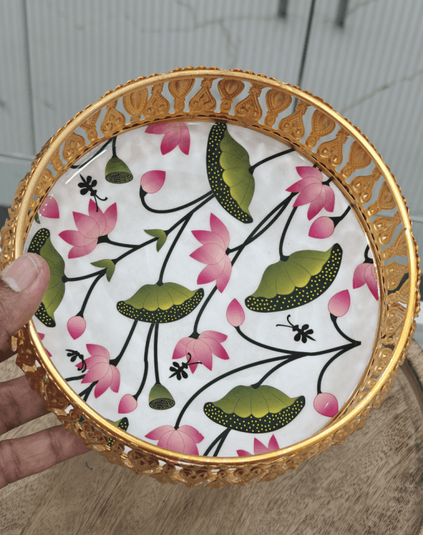 White pichwai 6inch tray