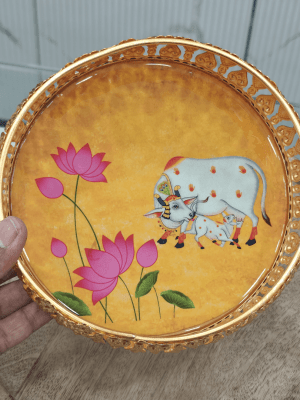 Yellow pichwai 6inch tray