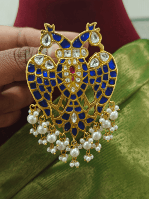 Blue gandaberunda pendant