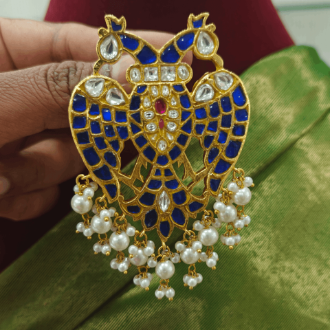 Blue gandaberunda pendant