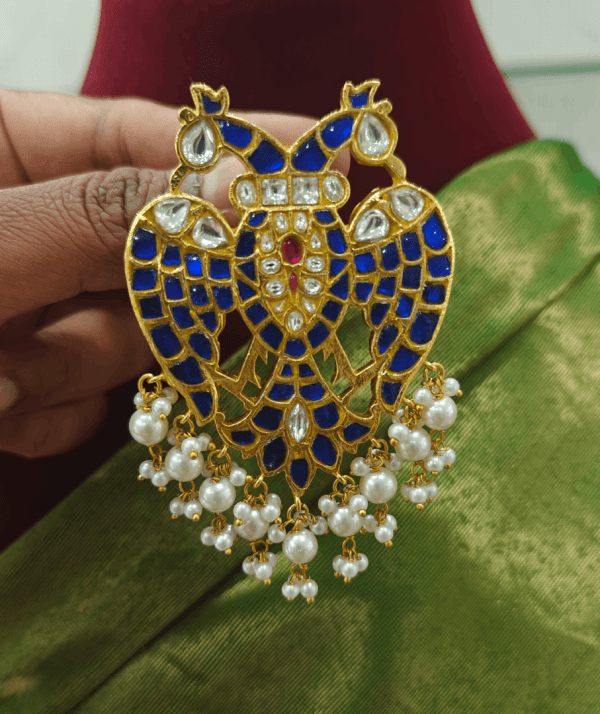 Blue gandaberunda pendant