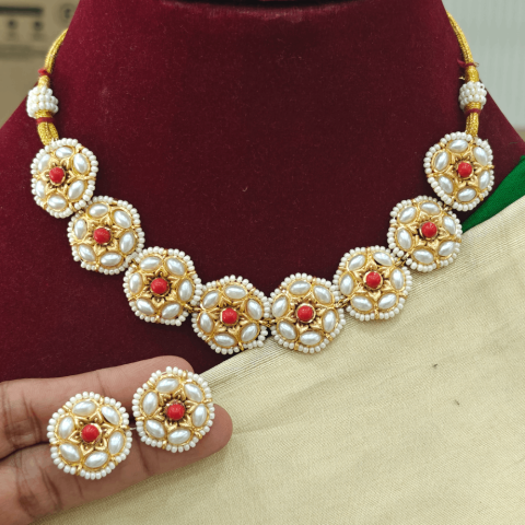 Flower coral necklace set