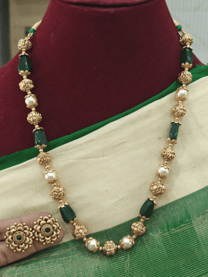 Nritya muthamizh set (Green emerald)