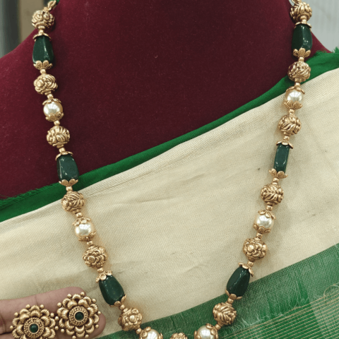 Nritya muthamizh set (Green emerald)