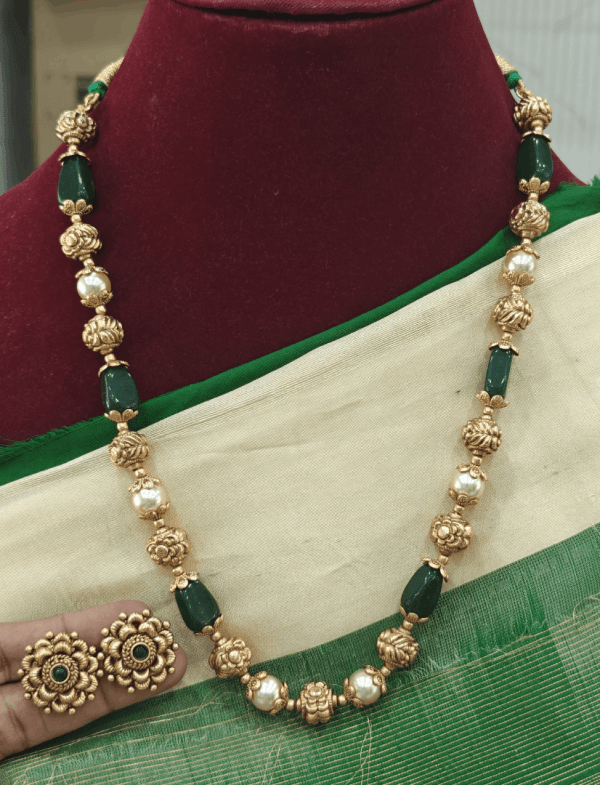 Nritya muthamizh set (Green emerald)