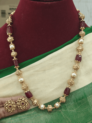 Nritya muthamizh set (Red garnet)