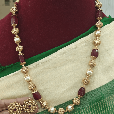 Nritya muthamizh set (Red garnet)