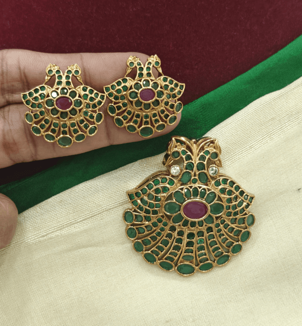 Mini gandaberunda pendant set (Emerald)