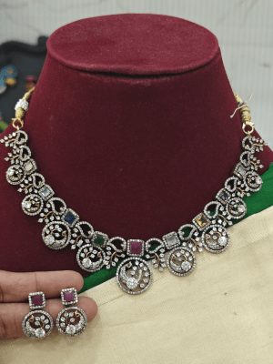Victorian peacock multicolor necklace