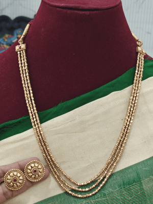 3 line gold ball mala