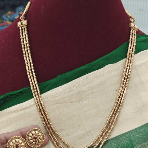 3 line gold ball mala