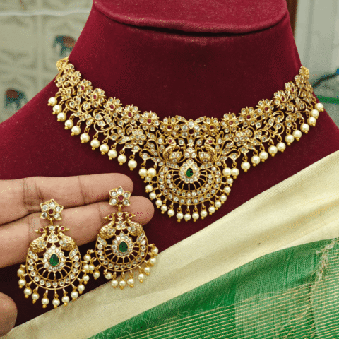 Flower choker chandbali set