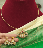 Double peacock AD pendant kanti set