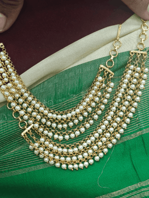 3 line pearl earchain