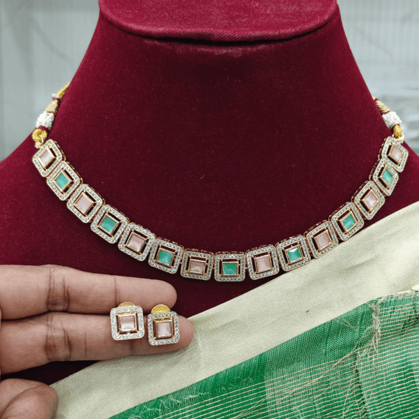 Antara rose gold necklace (Mint green pink)