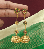 Preethi lightweight long kemp jhumkha (Green red)