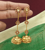 Preethi lightweight long kemp jhumkha (Ruby white)