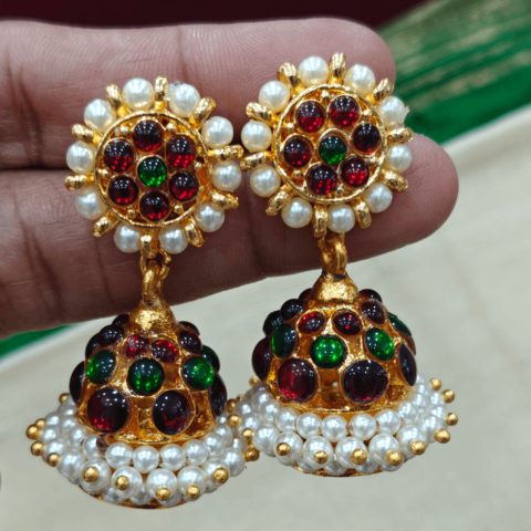 Multi 3 line kemp jhumkha