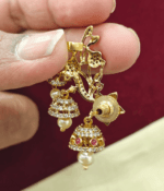 Flower leaf cuff jhumkha (Ruby white)